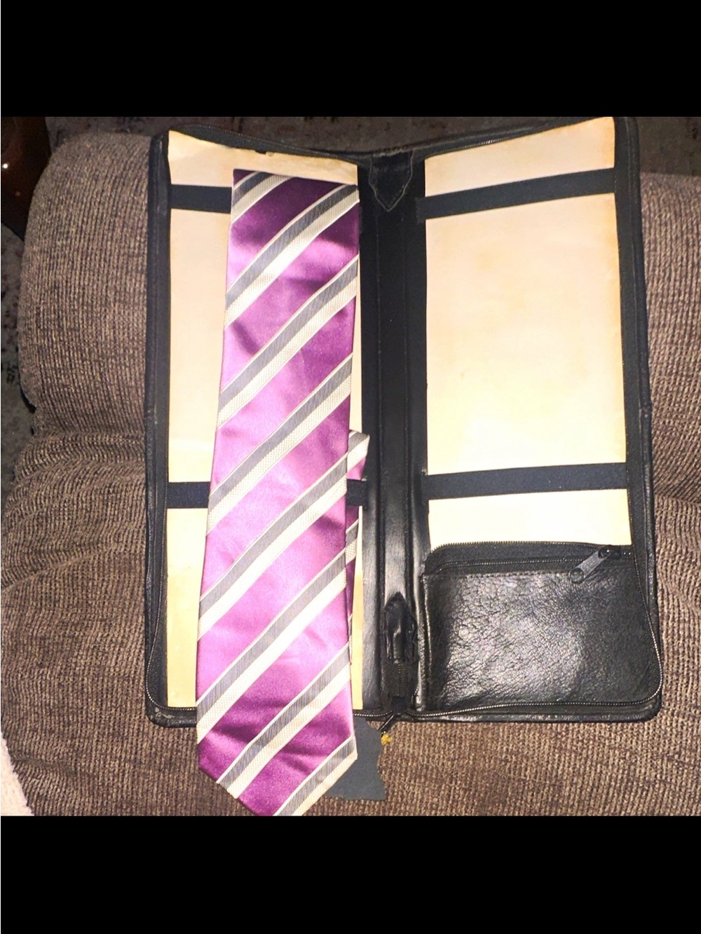 Purple Striped Men’s Tie with Silver Accents